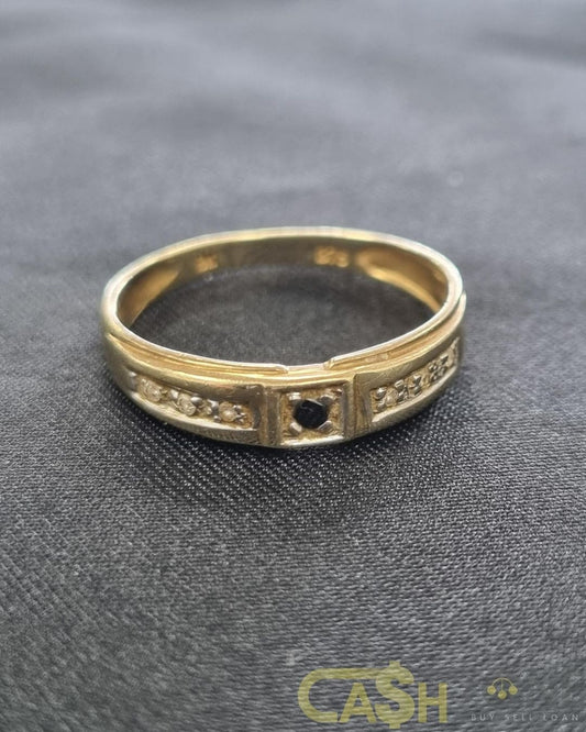 Ladies 9ct Yellow Gold Blue & Clear Stone Ring