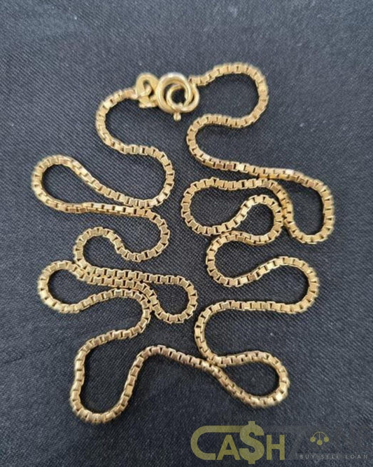 Ladies 18ct Yellow Gold Box Link 44cm Necklace