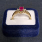 Ladies 14ct Yellow Gold Red Stone Ring