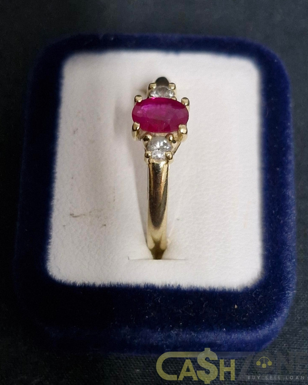 Ladies 14ct Yellow Gold Red Stone Ring