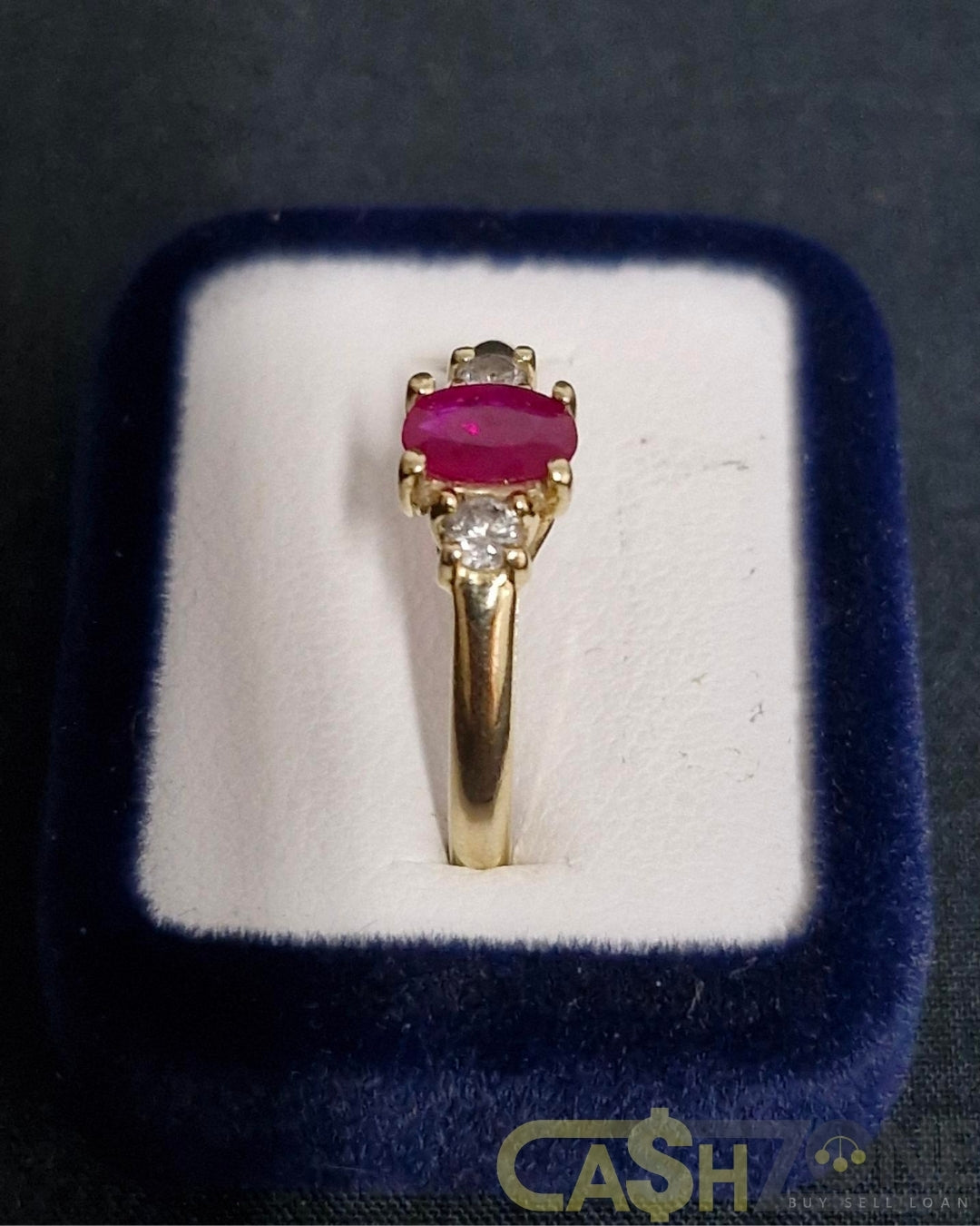 Ladies 14ct Yellow Gold Red Stone Ring