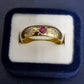 Ladies 9ct Yellow Gold Red & Clear Stone Ring