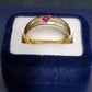 Ladies 9ct Yellow Gold Red & Clear Stone Ring