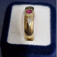 Ladies 9ct Yellow Gold Red & Clear Stone Ring