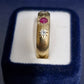 Ladies 9ct Yellow Gold Red & Clear Stone Ring