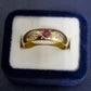 Ladies 9ct Yellow Gold Red & Clear Stone Ring