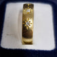 Ladies 18ct Yellow Gold Star Patterned Ring W/Clear Stones