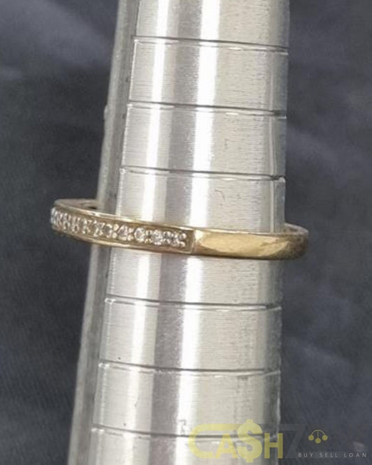Ladies 9ct Yellow Gold Clear Stone Ring