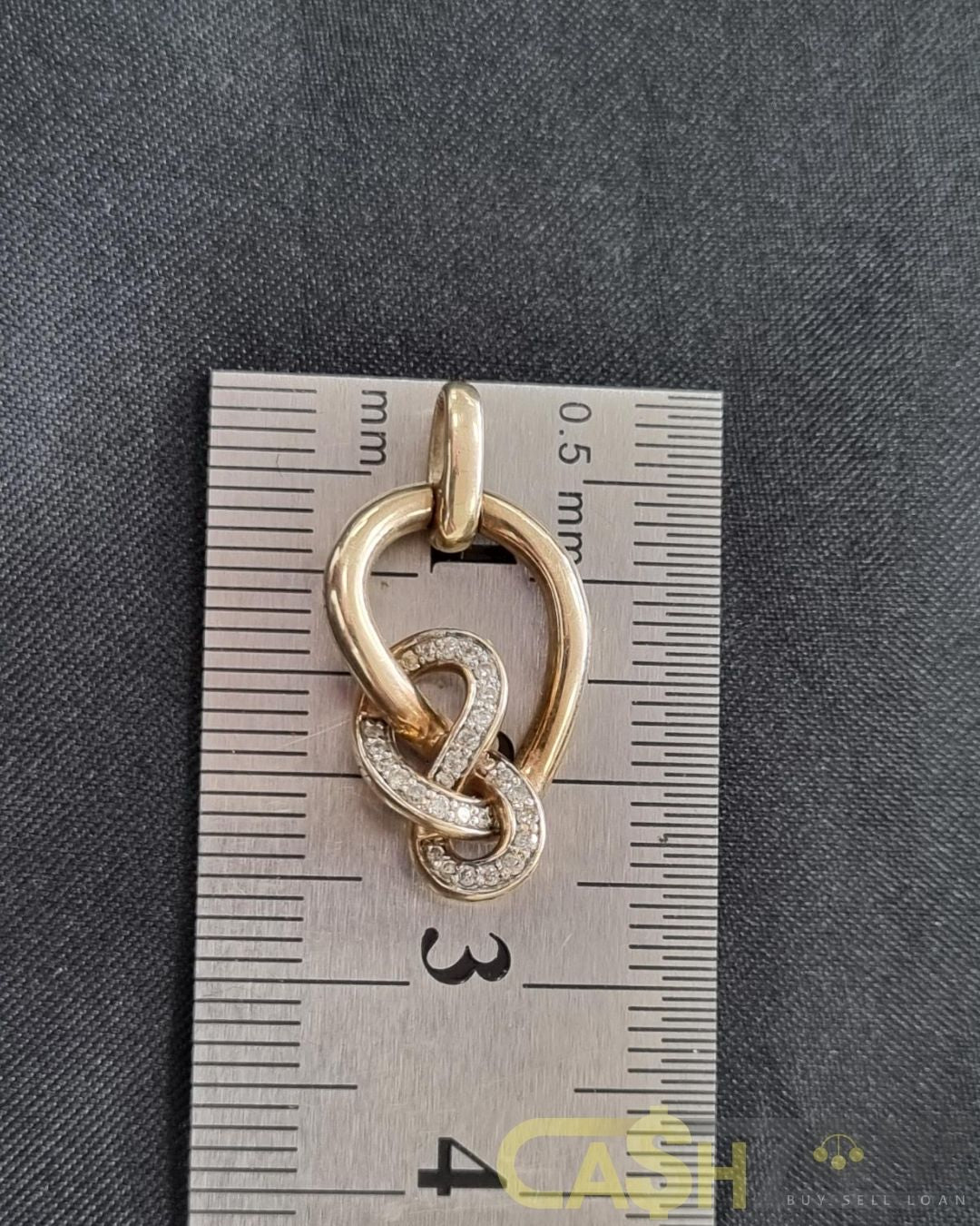 Ladies 10ct Yellow Gold Clear Stone Knot Pendant