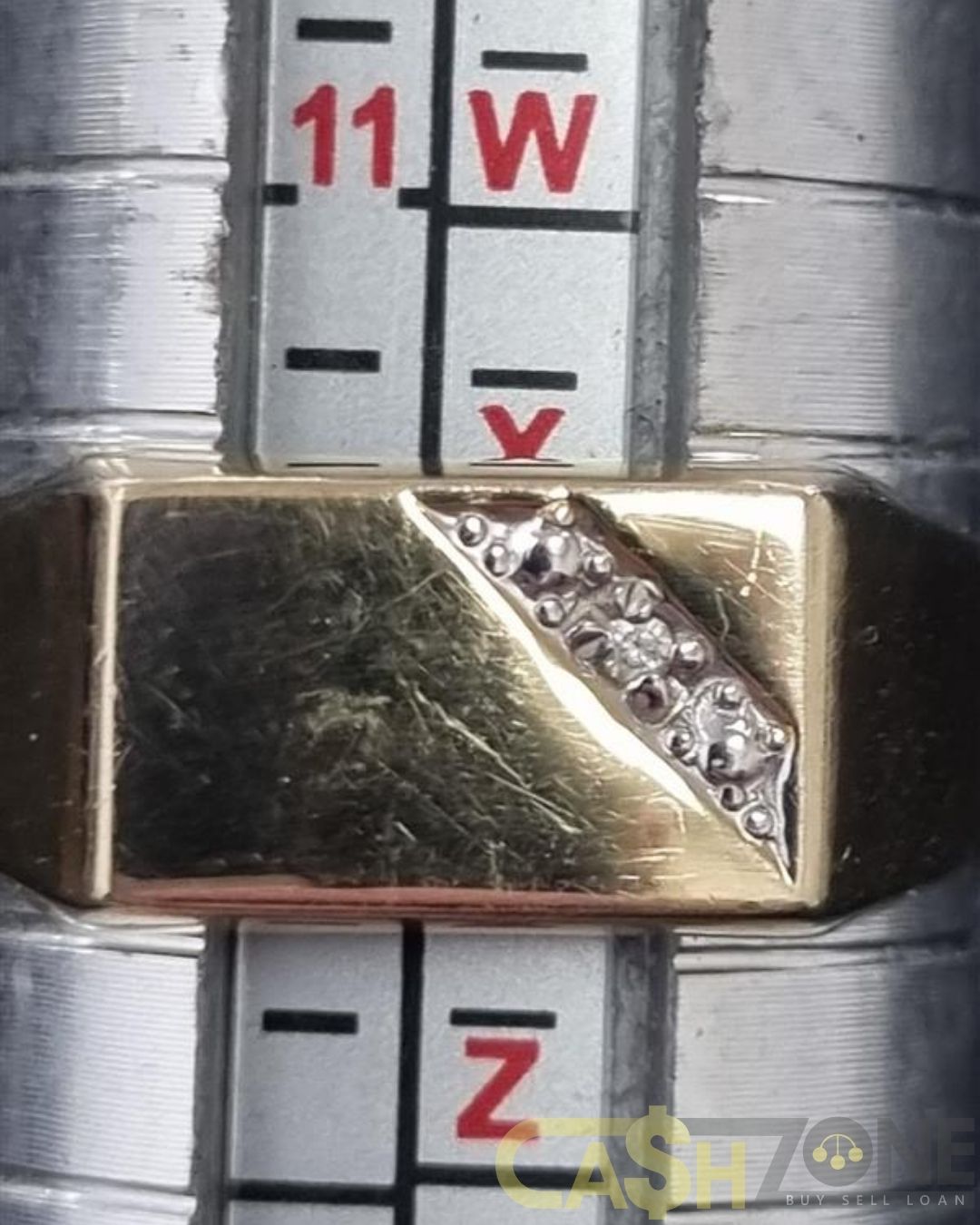 Men's 9ct Yellow Gold Clear Stone Ring
