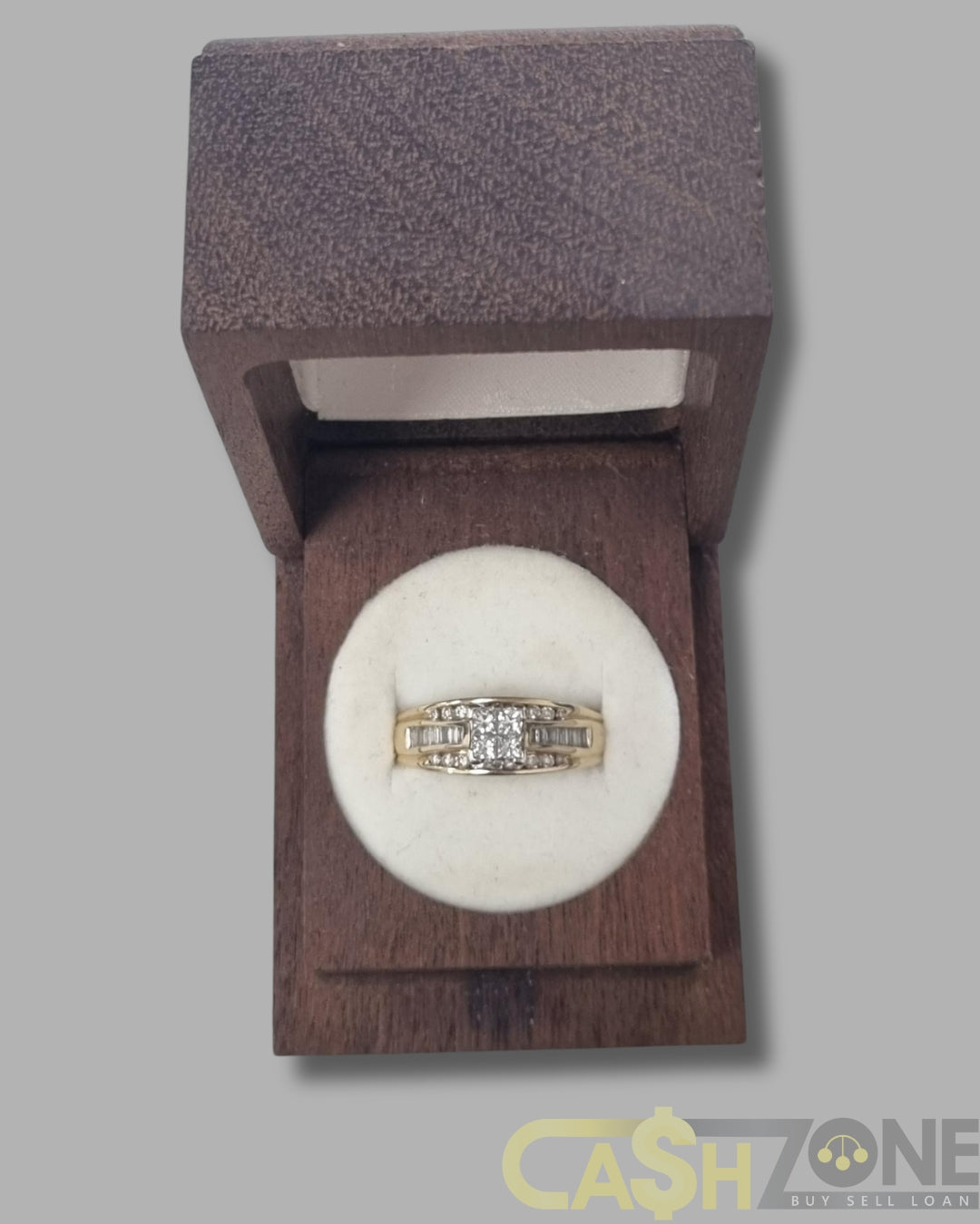 Ladies 14ct Yellow Gold Clear Stone Ring