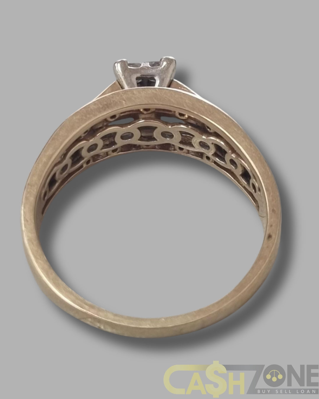 Ladies 14ct Yellow Gold Clear Stone Ring