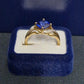 Ladies 9ct Yellow Gold Blue Stone Ring