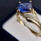 Ladies 9ct Yellow Gold Blue Stone Ring