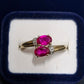 Ladies 9ct Yellow Gold Pink Stone Bypass Ring