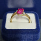 Ladies 9ct Yellow Gold Pink Stone Bypass Ring