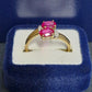 Ladies 9ct Yellow Gold Pink Stone Bypass Ring