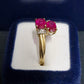 Ladies 9ct Yellow Gold Pink Stone Bypass Ring