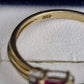 Ladies 9ct Yellow Gold Pink Stone Bypass Ring