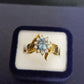 Ladies 18ct Yellow Gold Blue Stone Flower Design Ring