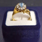 Ladies 18ct Yellow Gold Blue Stone Flower Design Ring