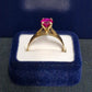 Ladies 9ct Yellow Gold Pink Stone Ring