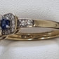 Ladies 9ct Yellow Gold Blue/Clear Stone Ring