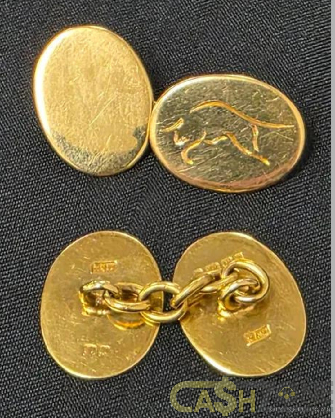 18ct Yellow Gold Victorian Era Bull Design Cufflinks
