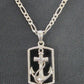 Men's Onyx And Silver Anchor Pendant With Silver Chain
