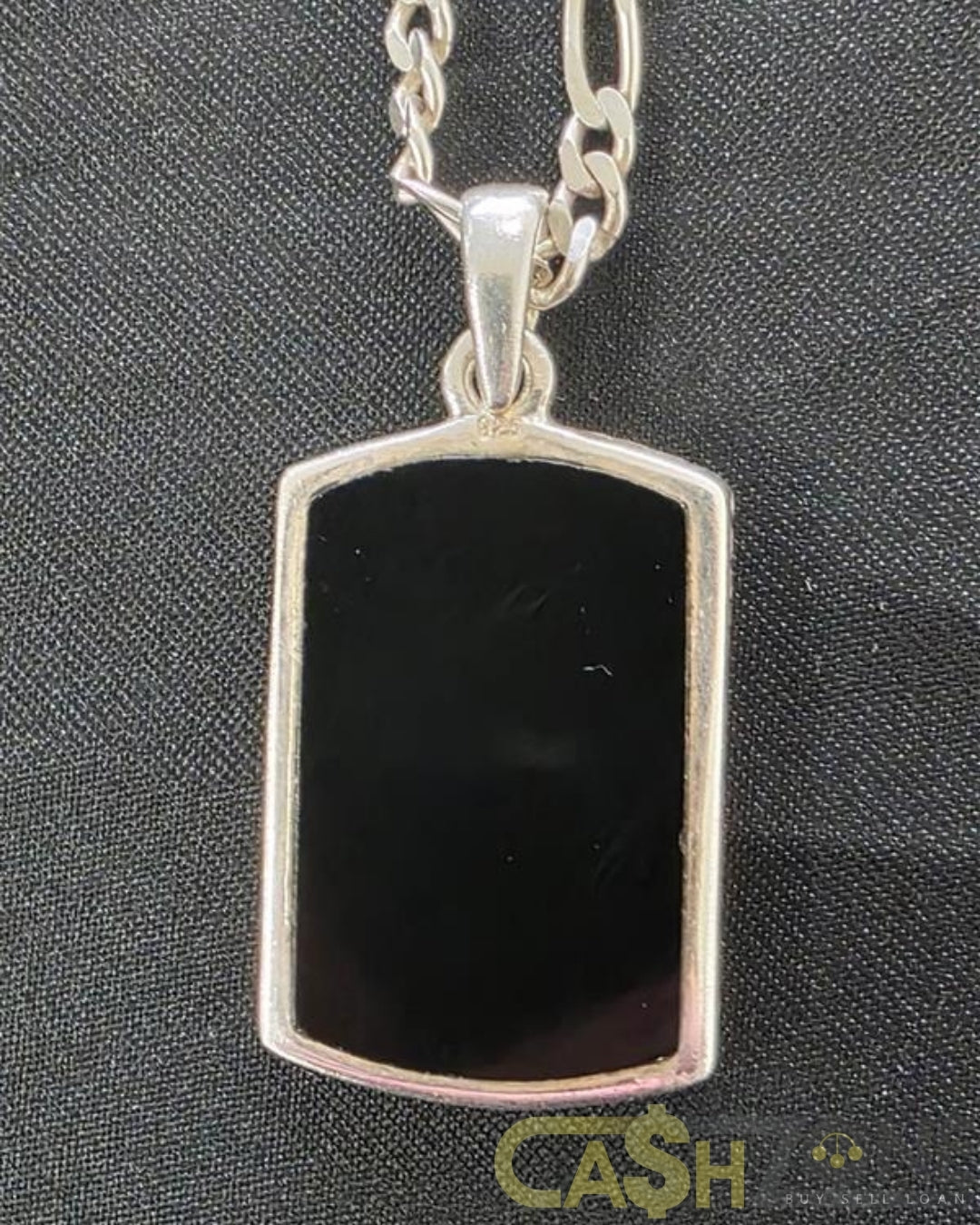 Men's Onyx And Silver Anchor Pendant With Silver Chain
