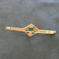 Ladies 9ct Yellow Gold Bar Pin With Green Heart Shaped Stone