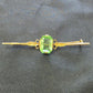Ladies 9ct Yellow Gold Green Stone Bar Pin
