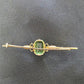 Ladies 9ct Yellow Gold Green Stone Bar Pin