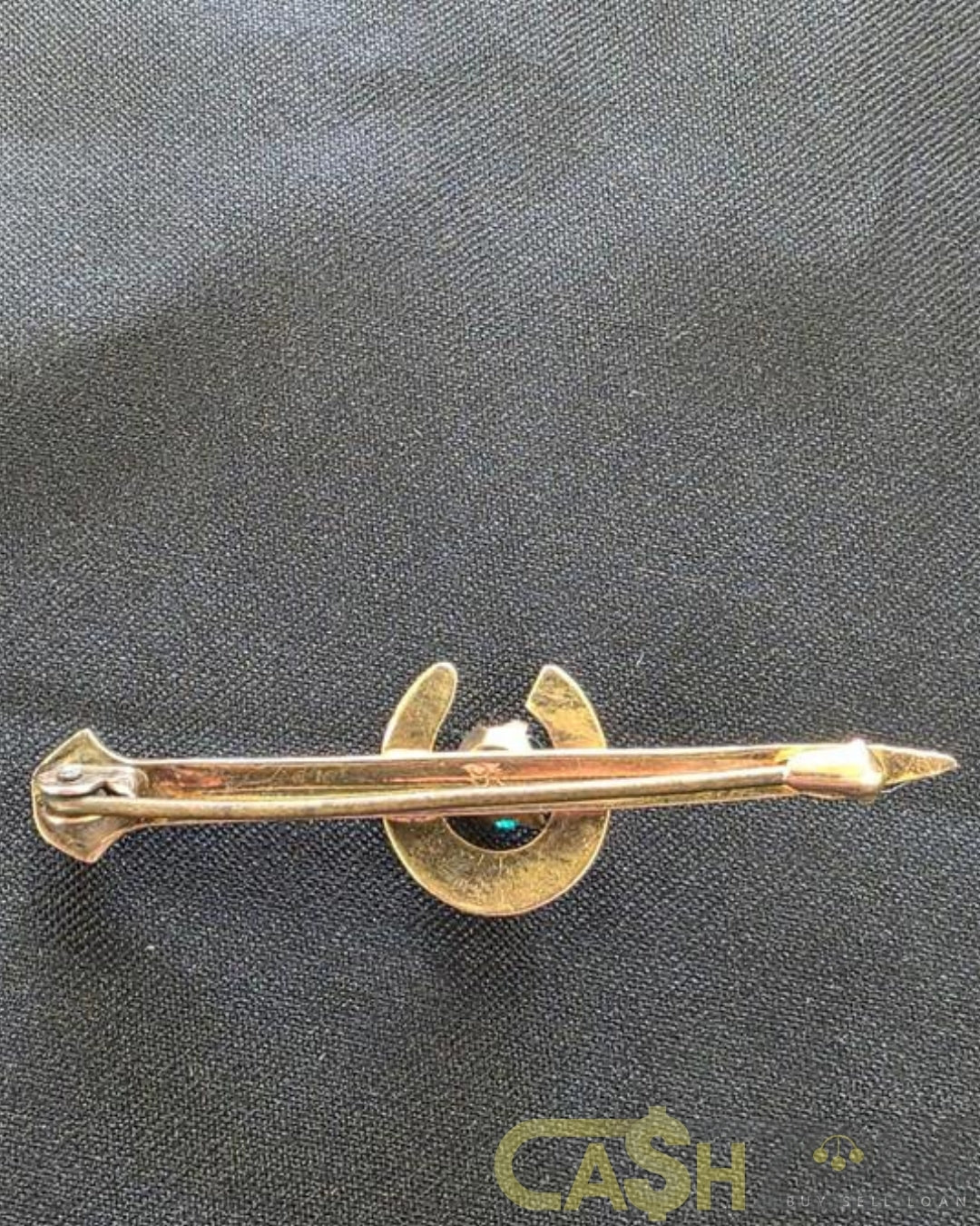 Unisex 9ct Yellow Gold Horseshoe & Nail Brooch