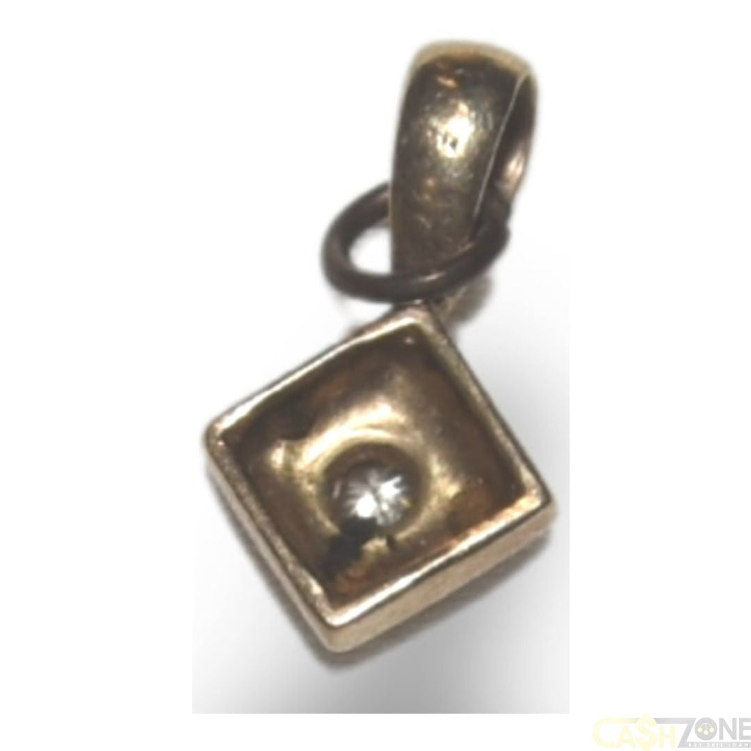 9CT GOLD SQUARE PENDANT w CLEAR STONE