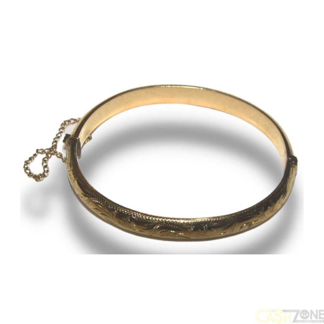 VINTAGE LADIES 9CT YELLOW GOLD 925 FILLED SCANDIA STYLE BANGLE