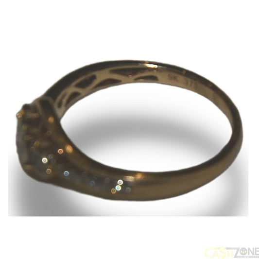 LADIES 9CT YELLOW GOLD RING w CLEAR STONES