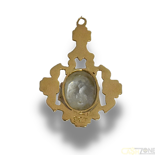 Ladies 9ct Solid Yellow Gold Pendant With Clear Stone 2G
