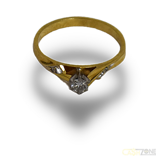 Ladies 18ct Solid Yellow Gold Vintage Style Engagement Ring 2.6G