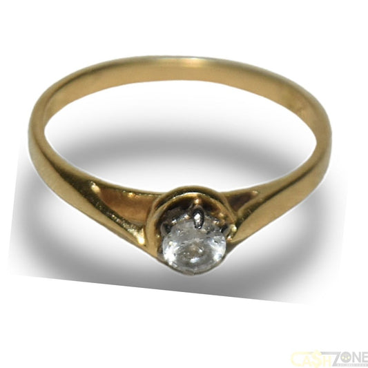 LADIES 18CT GOLD SOLITAIRE STYLE RING W CLEAR STONE