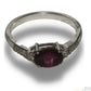 LADIES 9CT WHITE GOLD RING w PURPLE STONE