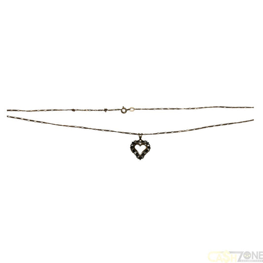 LADIES 9CT YELLOW GOLD LINK NECKLACE WITH HEART PENDANT